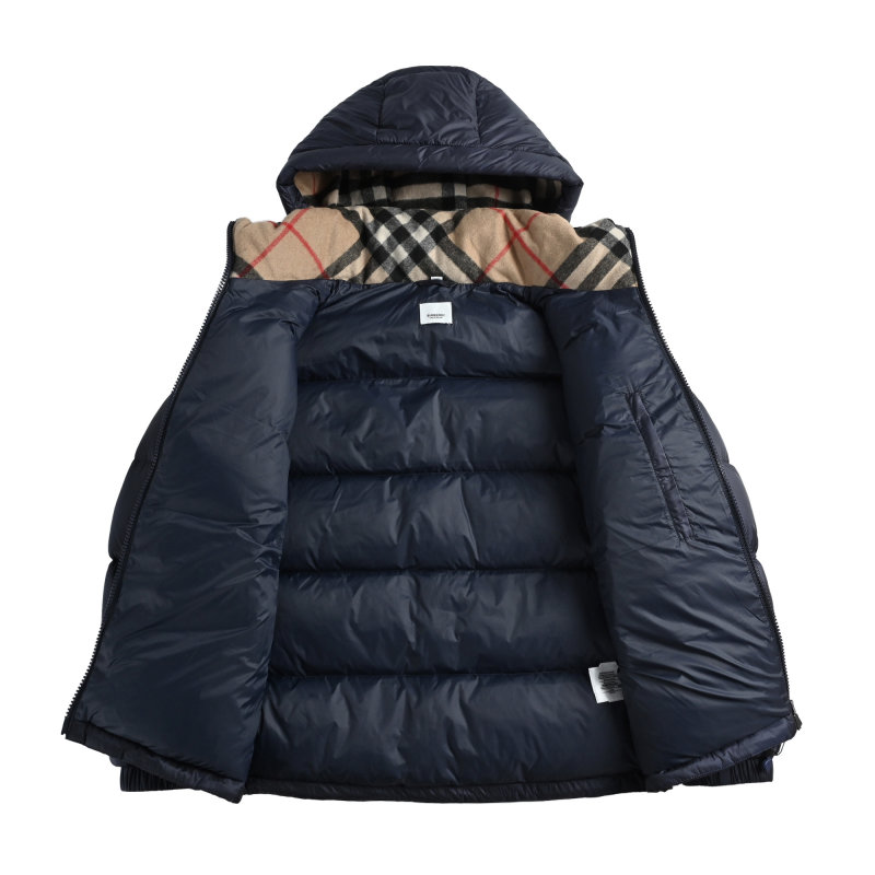 Purple & Black Colorblock Puffer Down Jacket view