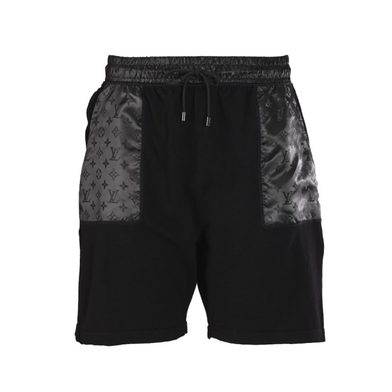 Black Nylon Cargo Shorts with Monogram Detail view