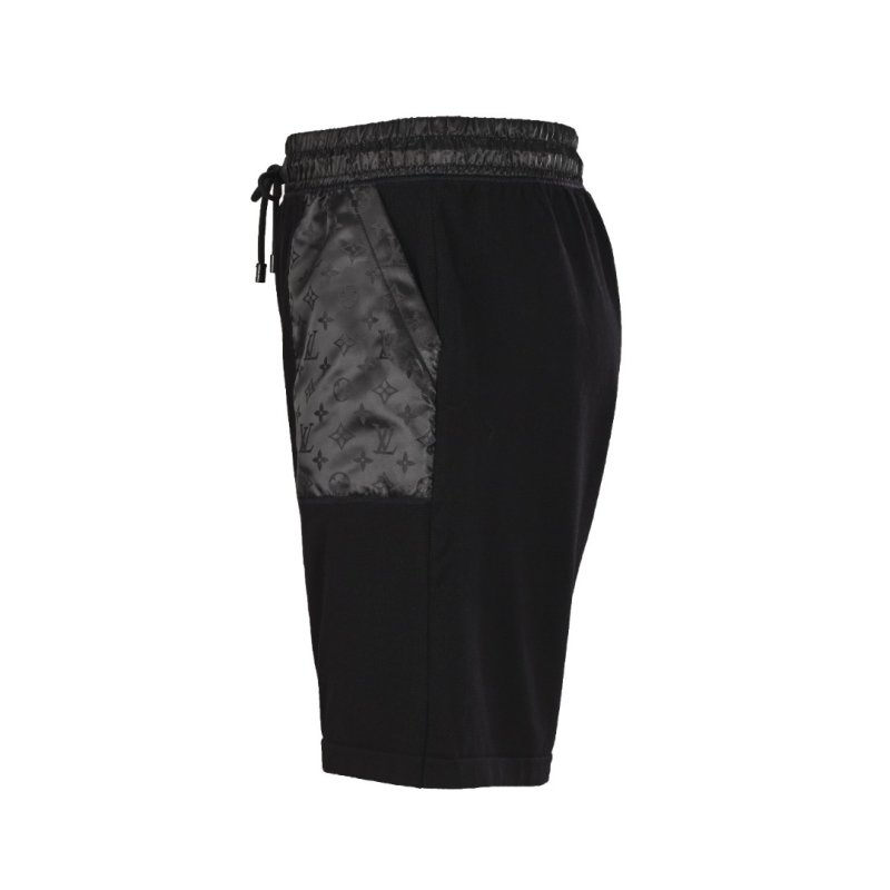 Black Nylon Cargo Shorts with Monogram Detail view