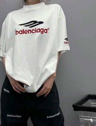 Balenciaga Logo Cream Short Sleeve T-Shirt view 2
