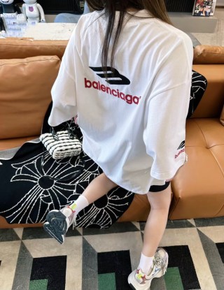 Balenciaga Logo Cream Short Sleeve T-Shirt view 6