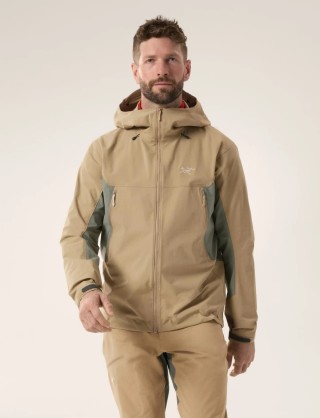 Arc'teryx Beige & Charcoal Hooded Softshell Jacket view 1