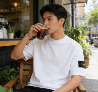 Stone Island White Classic Crew Neck T-Shirt view 3