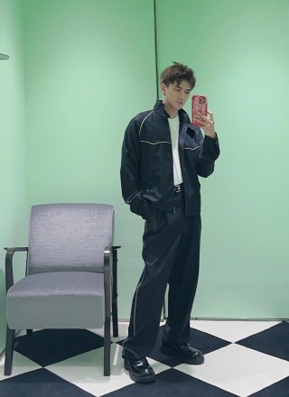 Black Zip-Up Jacket with Contrast Piping view 3