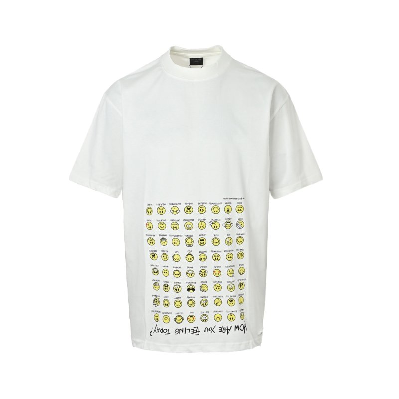Oversized Emoji Grid Print White T-Shirt view