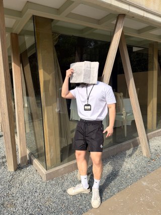 Moncler Black Nylon Drawstring Shorts view 8