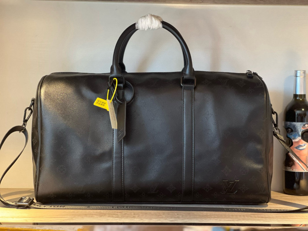 Louis Vuitton Keepall 50 Black Laser Embossed Travel Bag