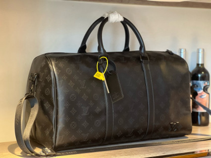 Louis Vuitton Keepall 50 Black Laser Embossed Travel Bag view 3