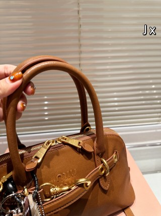 Miu Miu Shell Brown Leather Top Handle Bag view 3