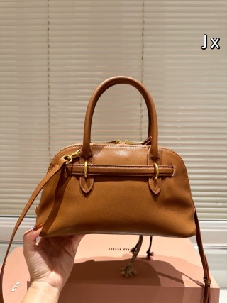 Miu Miu Shell Brown Leather Top Handle Bag view 8