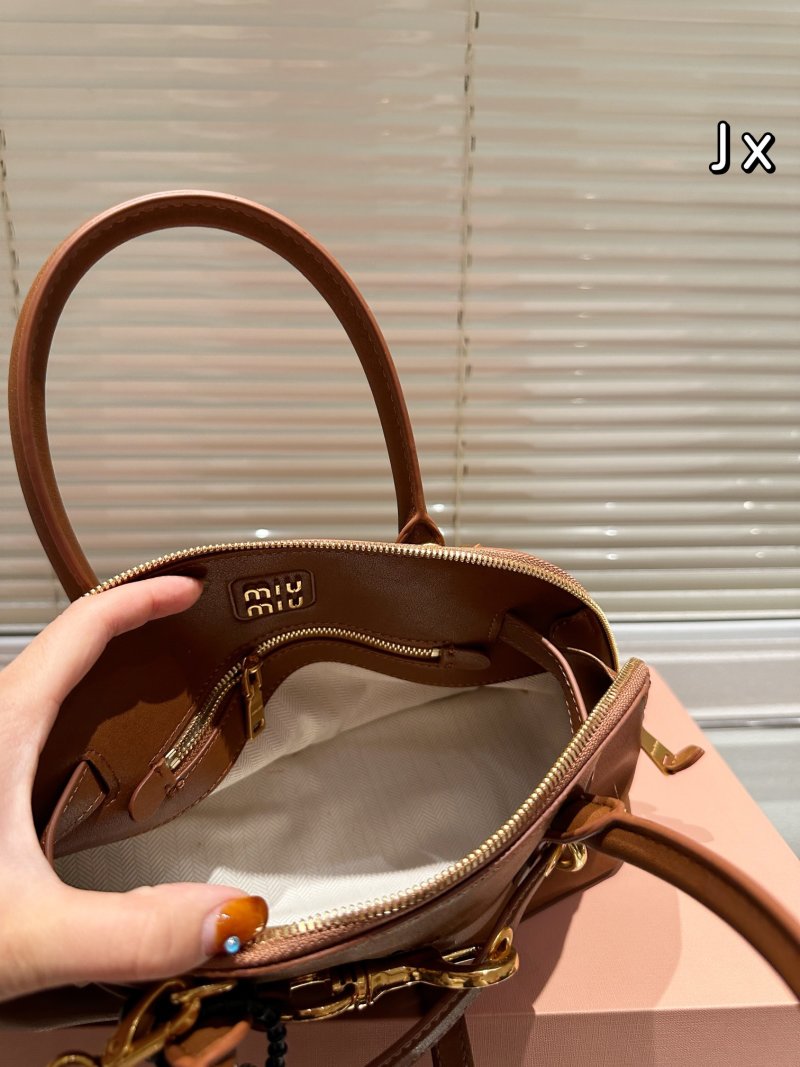 Miu Miu Shell Brown Leather Top Handle Bag view