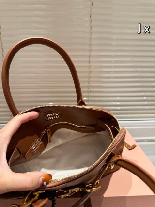 Miu Miu Shell Brown Leather Top Handle Bag view 9