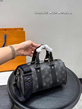 Louis Vuitton Keepall 25 Black Monogram Duffel Bag view 3