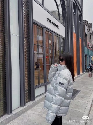 White Quilted Puffer Down Jacket view 3