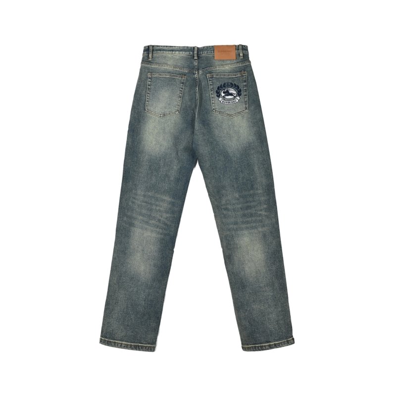 Light Wash Vintage-Inspired Jeans with Logo Pocket view