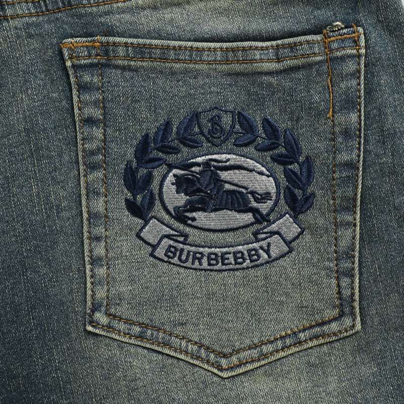 Light Wash Vintage-Inspired Jeans with Logo Pocket view