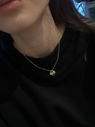 Silver Flower Pendant Necklace - Delicate Chain view 5