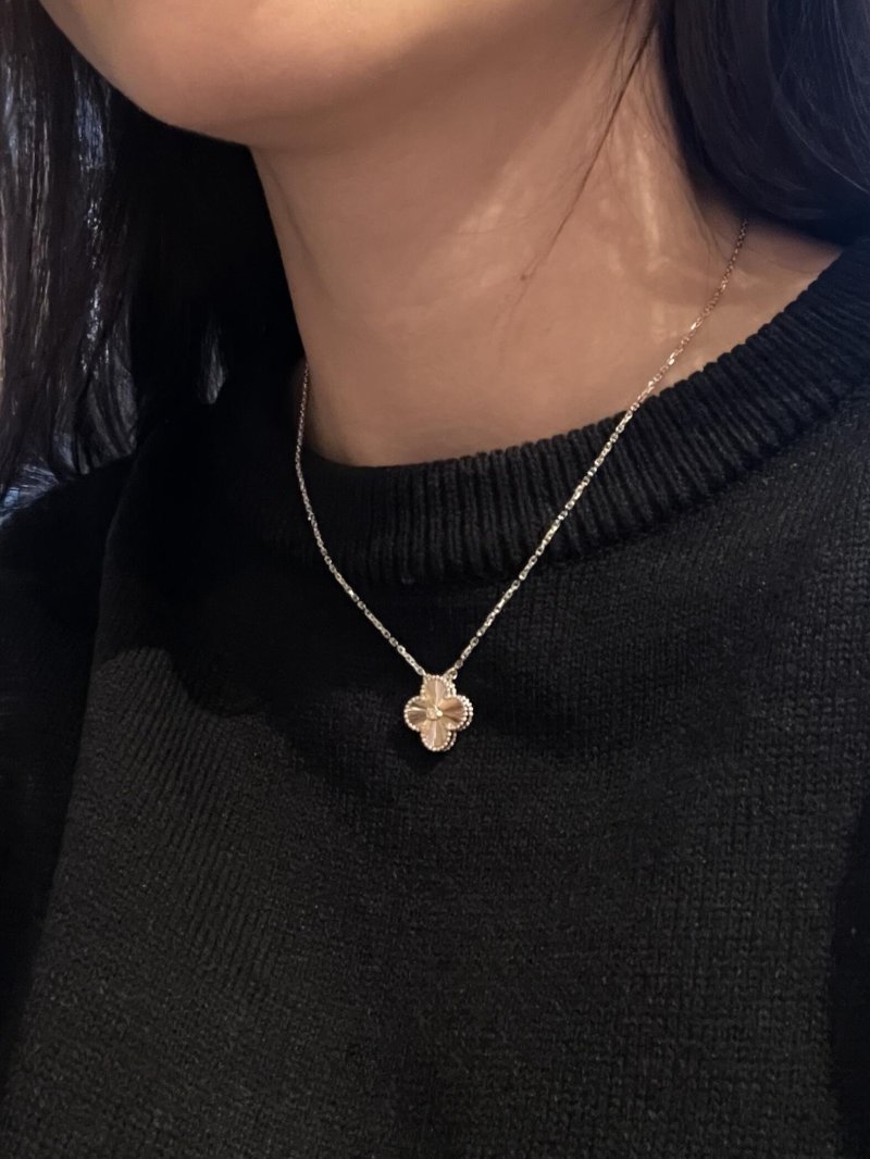 Silver Flower Pendant Necklace - Delicate Chain view