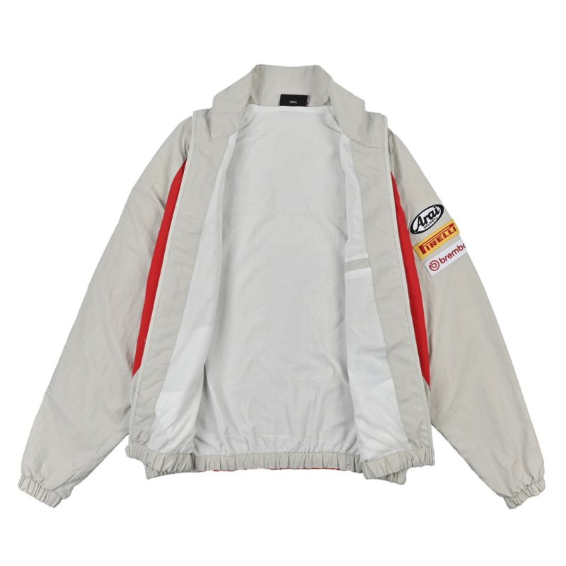 Red & White Colour-Block Windbreaker Jacket view