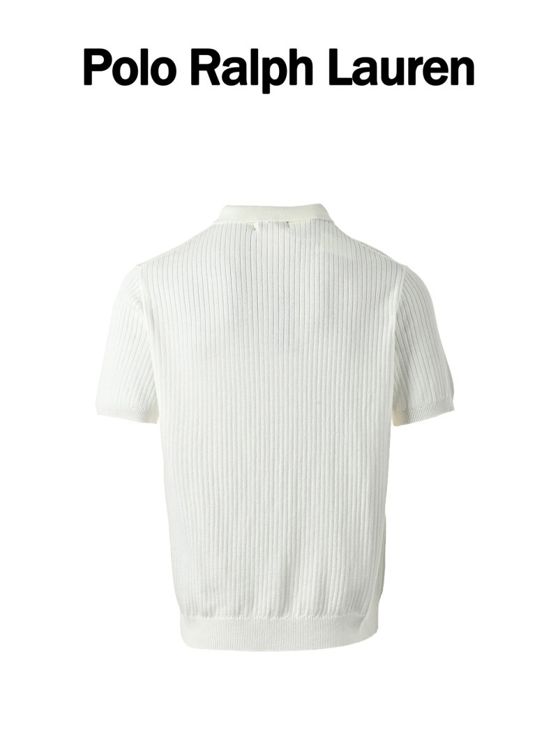Ralph Lauren White Ribbed Polo Shirt view
