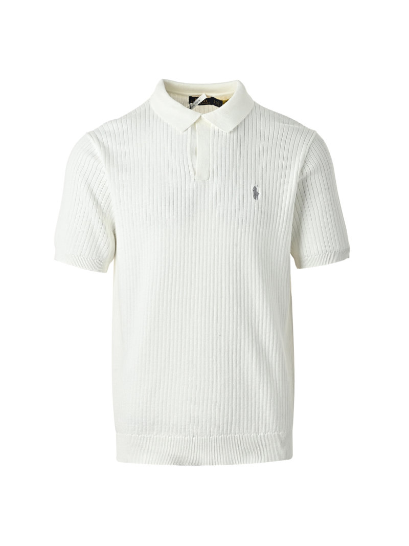 Ralph Lauren White Ribbed Polo Shirt view