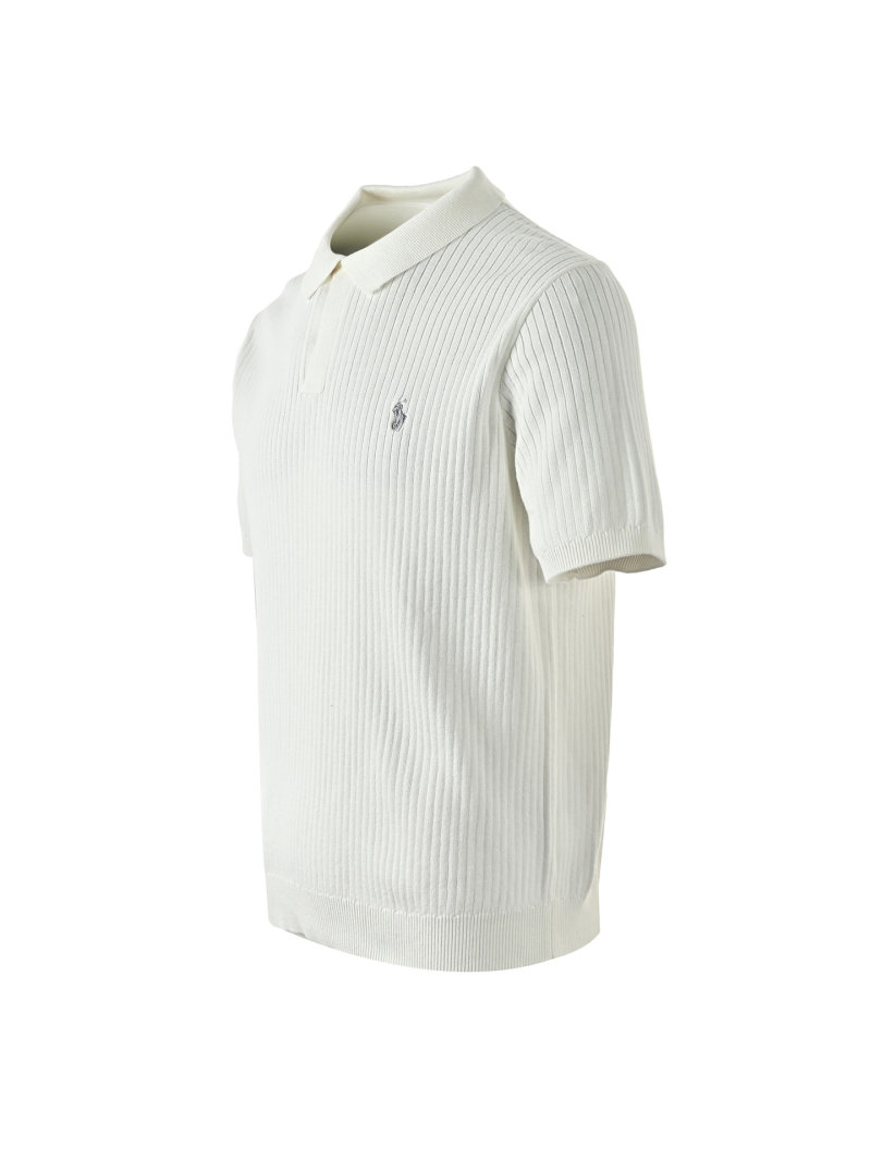 Ralph Lauren White Ribbed Polo Shirt view