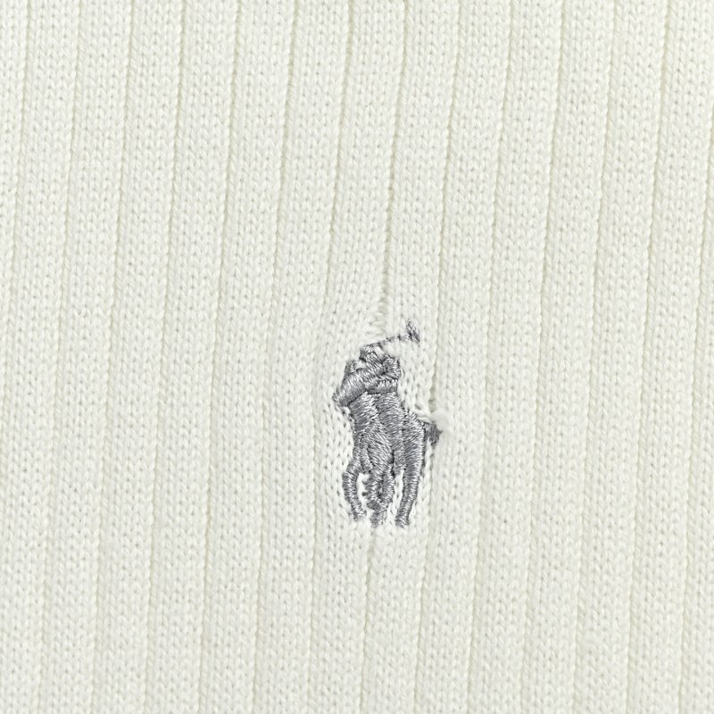 Ralph Lauren White Ribbed Polo Shirt view