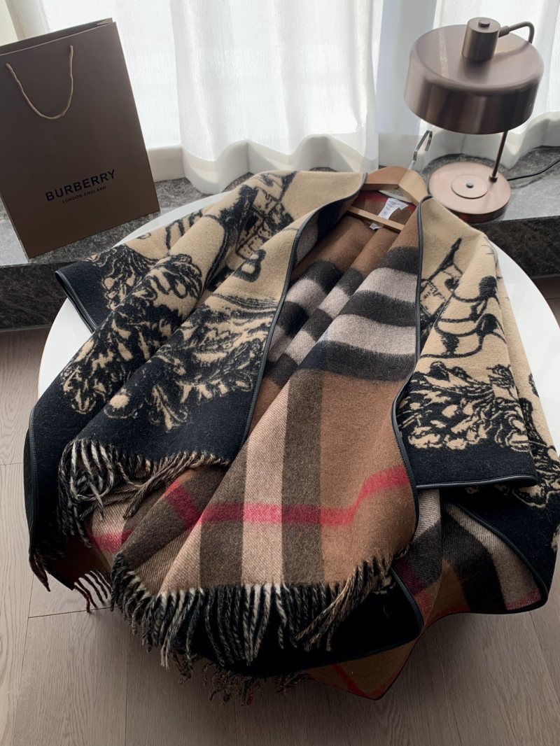 Burberry Knight Crest Double-Face Jacquard Wrap Scarf Black Gold view