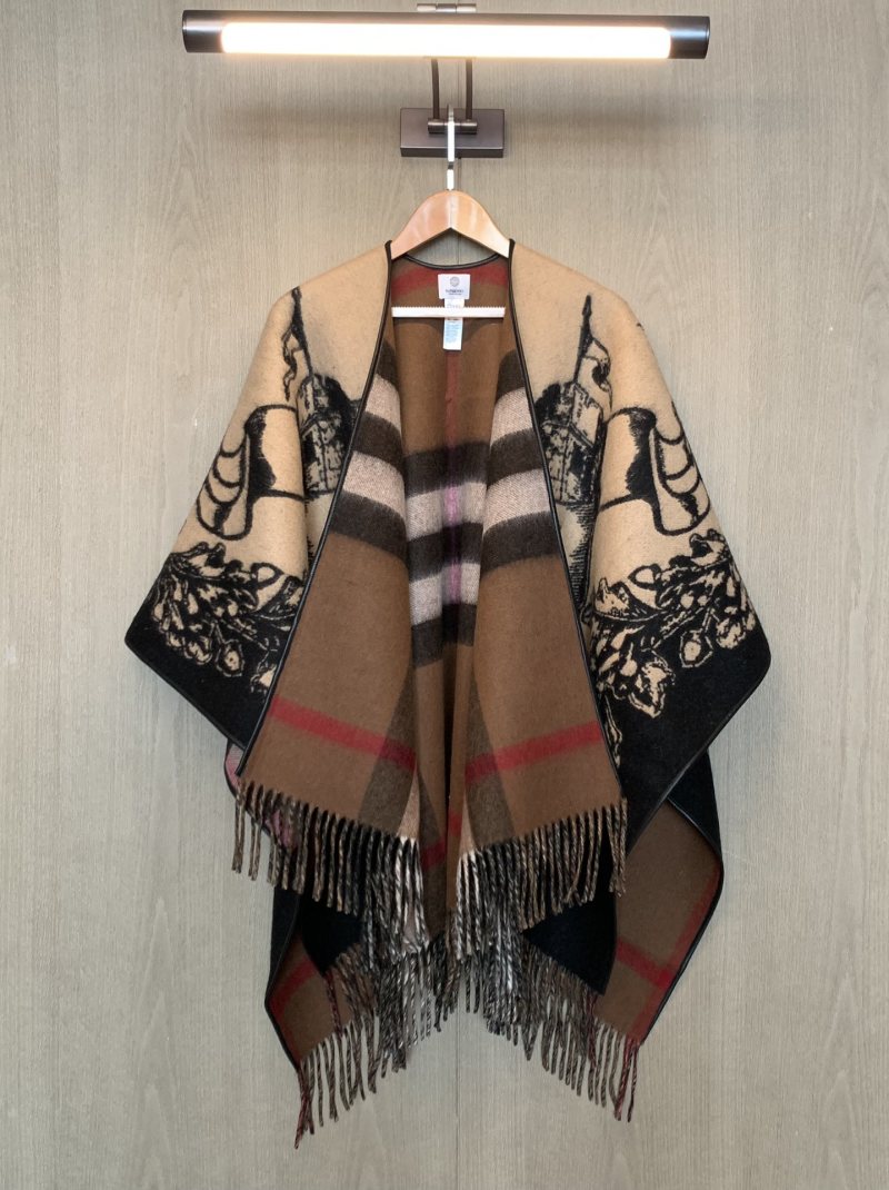 Burberry Knight Crest Double-Face Jacquard Wrap Scarf Black Gold view