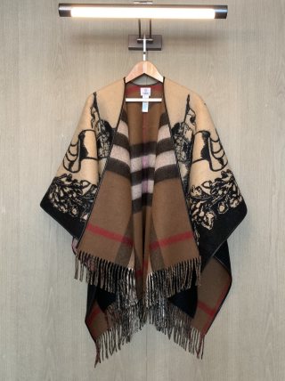 Burberry Knight Crest Double-Face Jacquard Wrap Scarf Black Gold view 4
