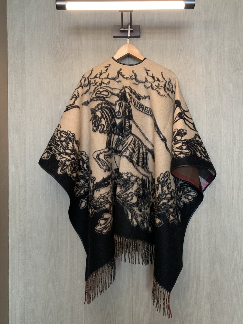 Burberry Knight Crest Double-Face Jacquard Wrap Scarf Black Gold view