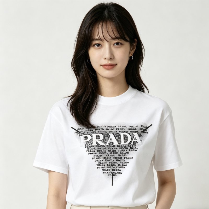 Prada Repetitive Logo White T-Shirt