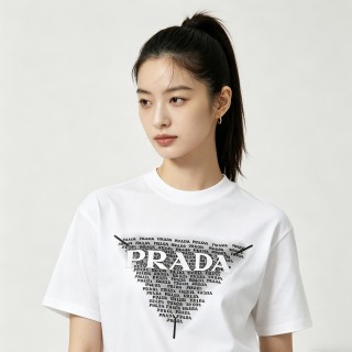 Prada Repetitive Logo White T-Shirt view 3