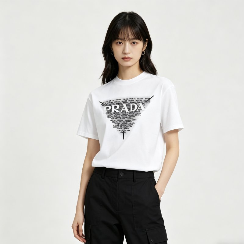 Prada Repetitive Logo White T-Shirt view