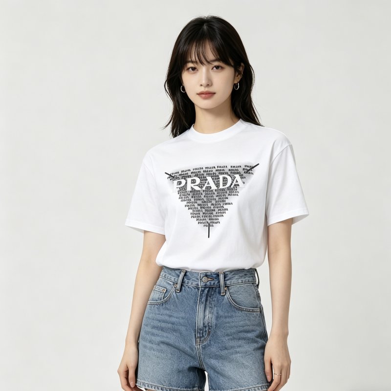 Prada Repetitive Logo White T-Shirt view