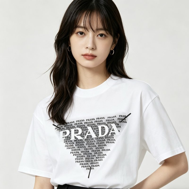 Prada Repetitive Logo White T-Shirt view