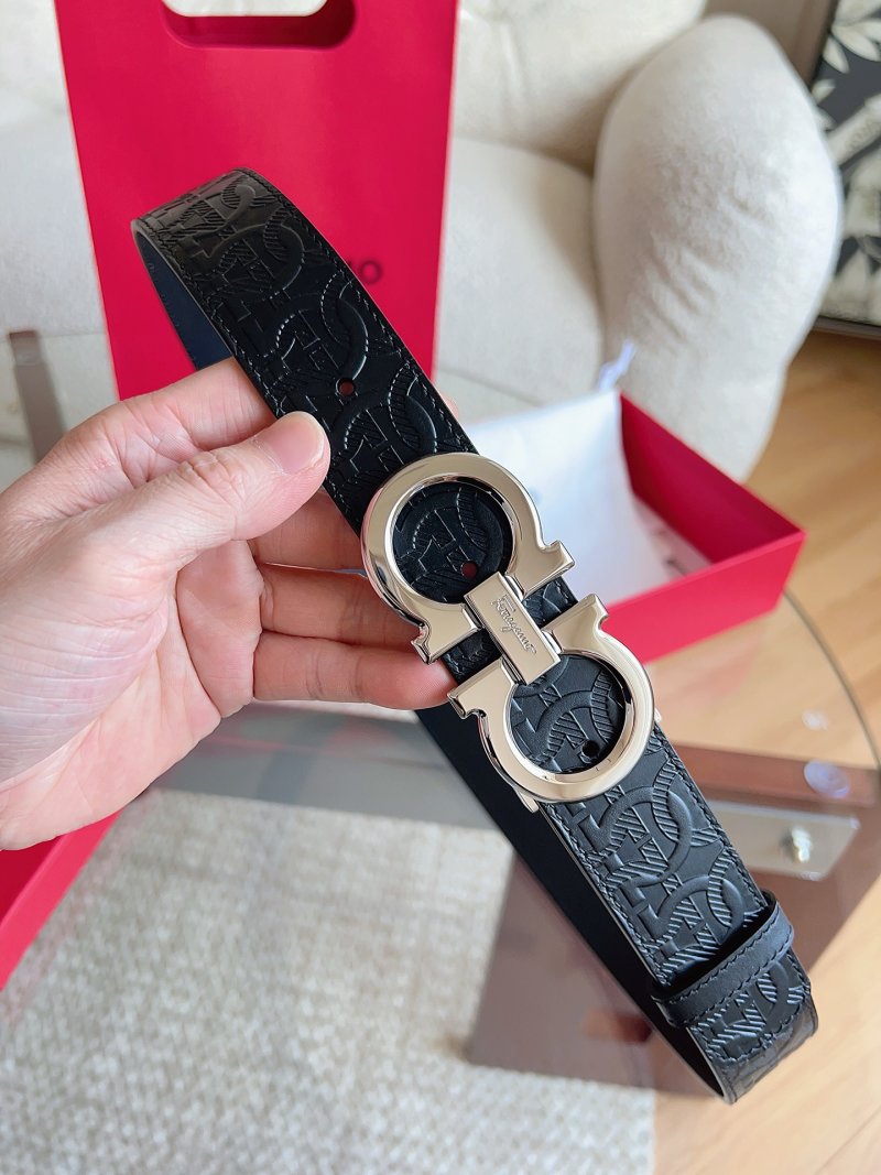 Ferragamo Black Leather Belt with Gancini Buckle view