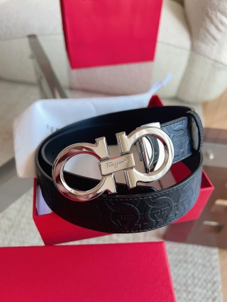 Ferragamo Black Leather Belt with Gancini Buckle view 4