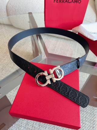 Ferragamo Black Leather Belt with Gancini Buckle view 5