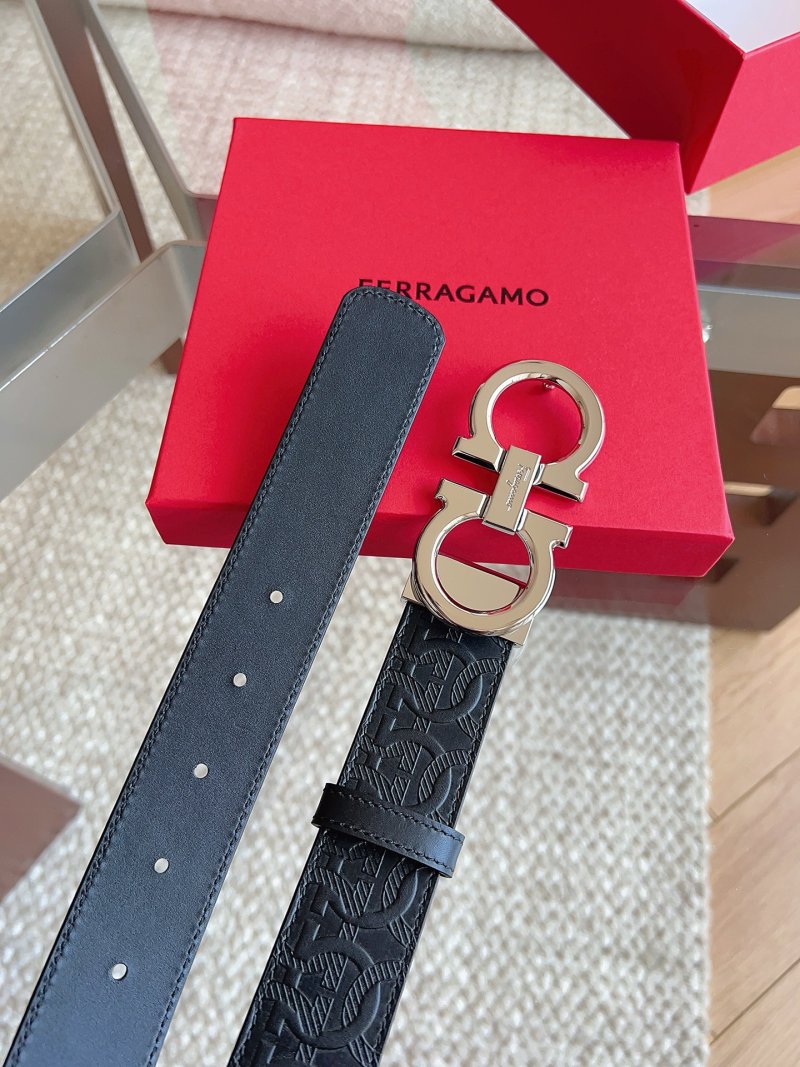 Ferragamo Black Leather Belt with Gancini Buckle view