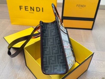 Fendi Peekaboo Tote Bag Black & White Anniversary Print view 2