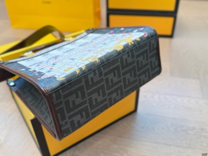 Fendi Peekaboo Tote Bag Black & White Anniversary Print view 6