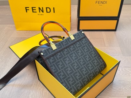 Fendi Peekaboo Tote Bag Black & White Anniversary Print view 7