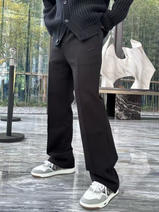 Black Ribbed Wide-Leg Trousers view 4