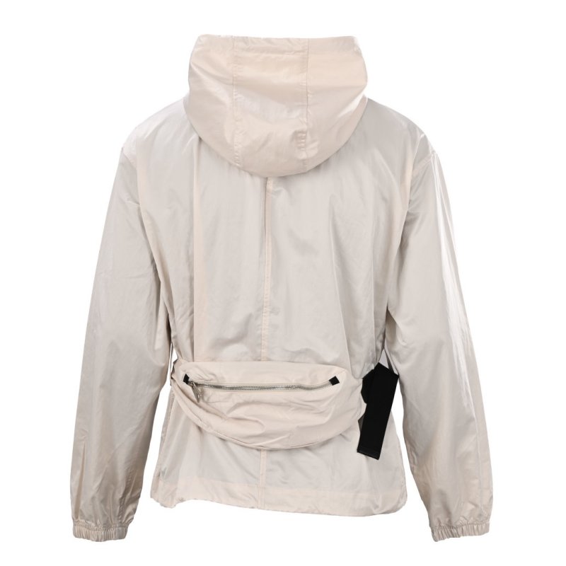 Cream Lightweight Hooded Jacket with Button Front view