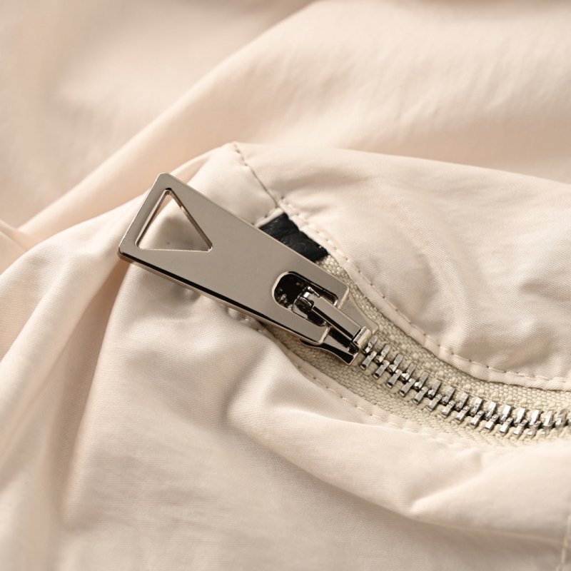 Cream Lightweight Hooded Jacket with Button Front view
