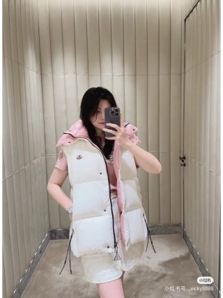 Cream & Pink Puffer Down Jacket with Hood view 8