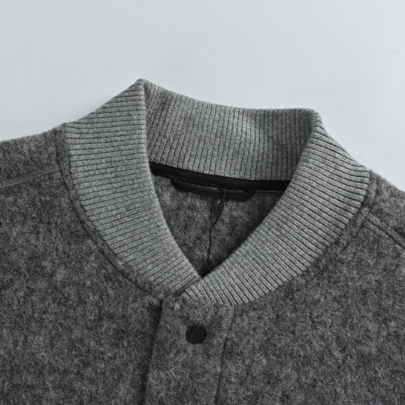 Grey Wool Blend Button-Up Shirt Jacket view