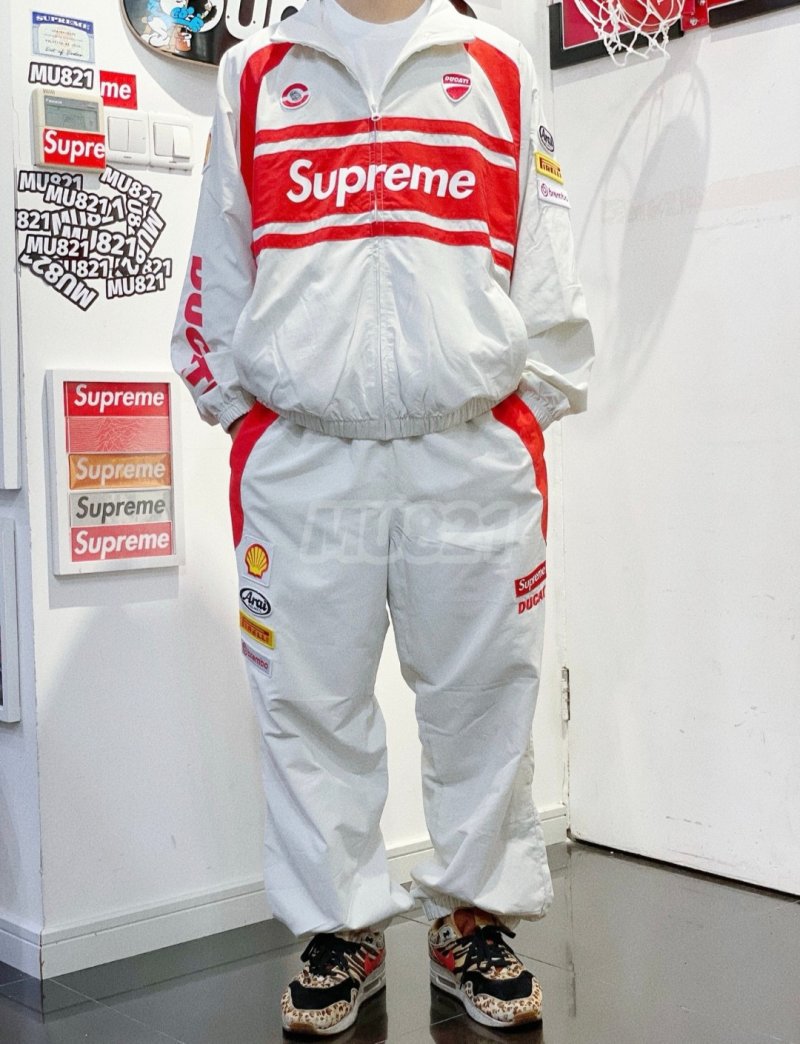 Red & White Colour-Block Windbreaker Jacket view