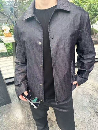 Black Denim Button-Up Jacket view 1